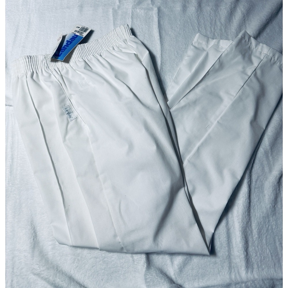 Classic Landau White Scrub Pants Womens Medium Elastic Waist  NWT Uniform